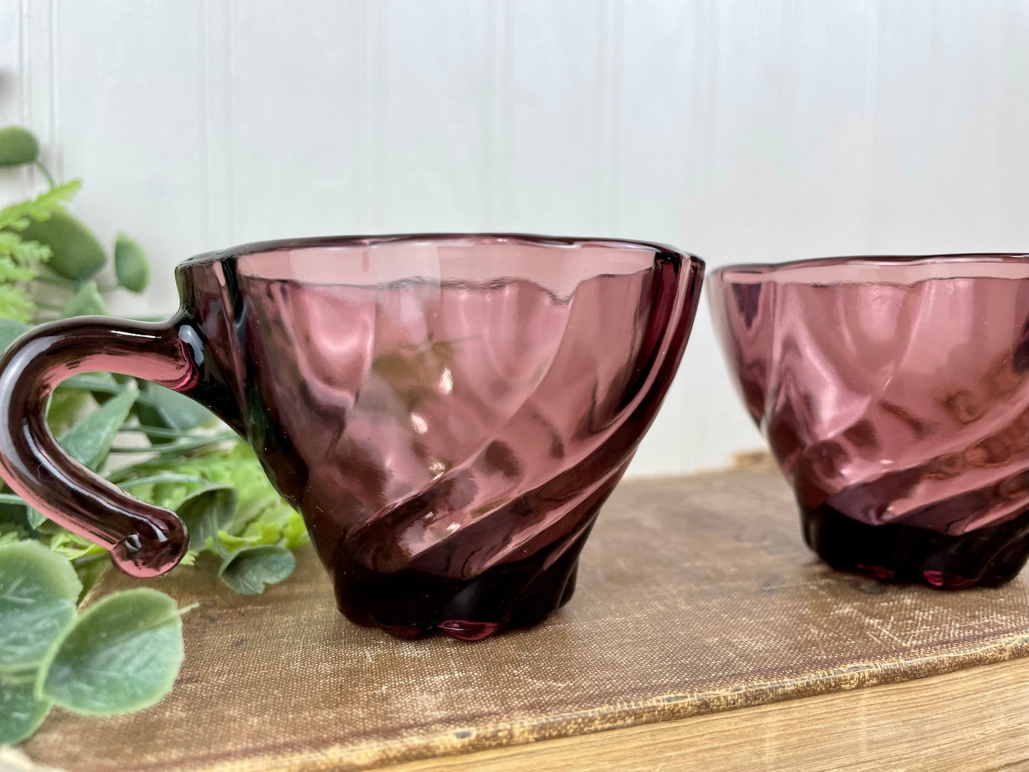 Vintage Hazel Atlas Set of Moroccan Amethyst Glass Punch Cups