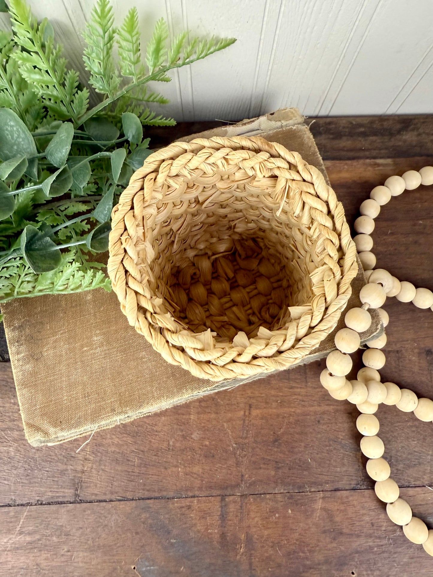 Vintage Chunky Wicker Pencil Holder