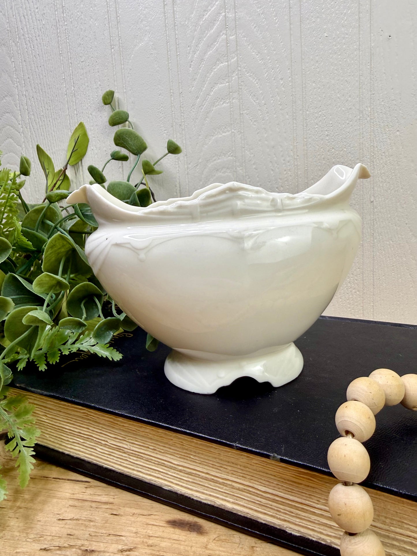 Vintage Porcelain Planter with Hand Painted Florals