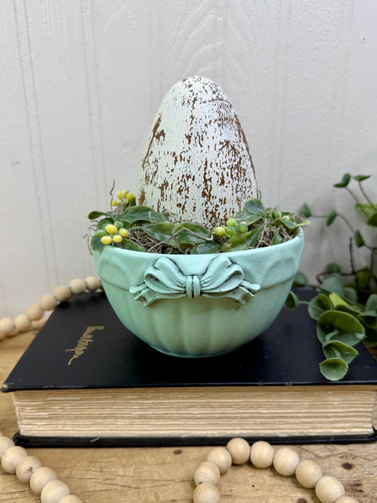 Handmade Upcycled Mint Egg Nest