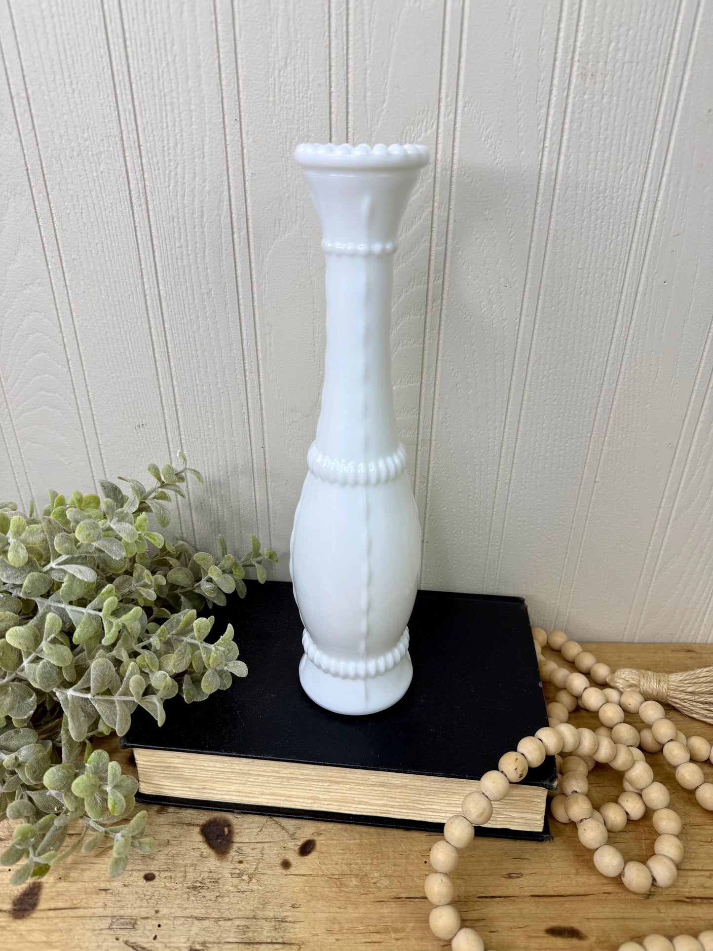 Vintage Milk Glass Tall Bud Vase