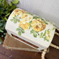 Upcycled Beige Rustic Trinket Box with Yellow Roses