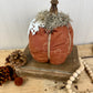 Handmade Plush Pumpkin with Doily Leaves #2