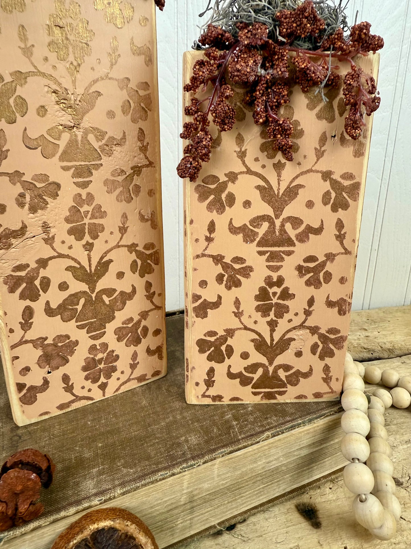 Handmade Light Orange Pumpkin Set with Metallic Details