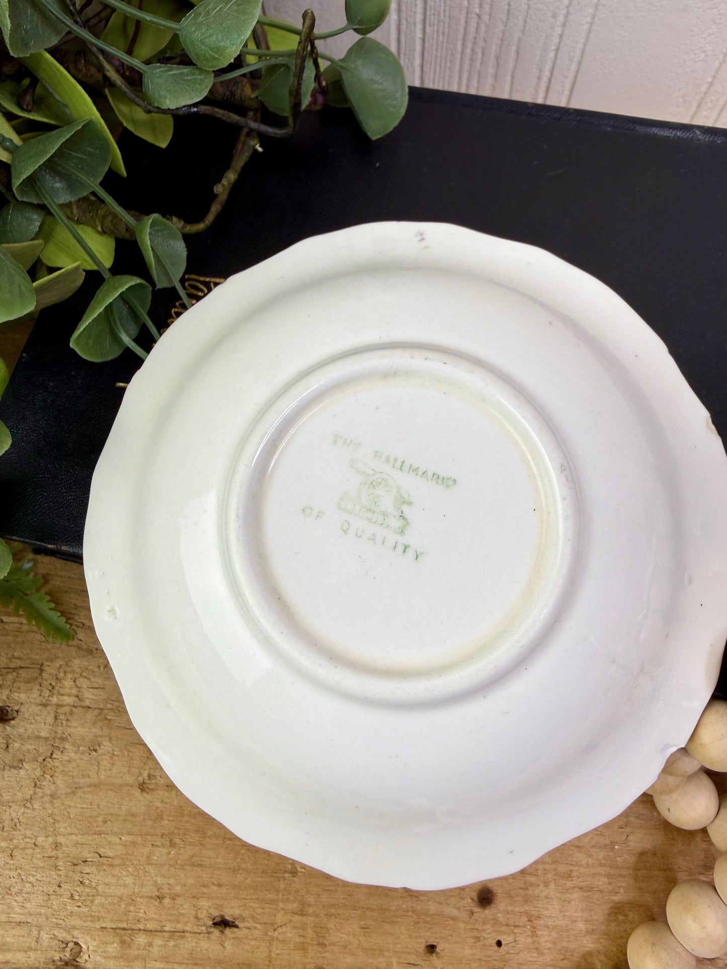 Vintage Canonsburg Pottery Cross-stitch Floral Dessert Bowl