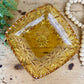 Vintage Hazel-Atlas Glass Starburst Patterned Amber Candy Dish
