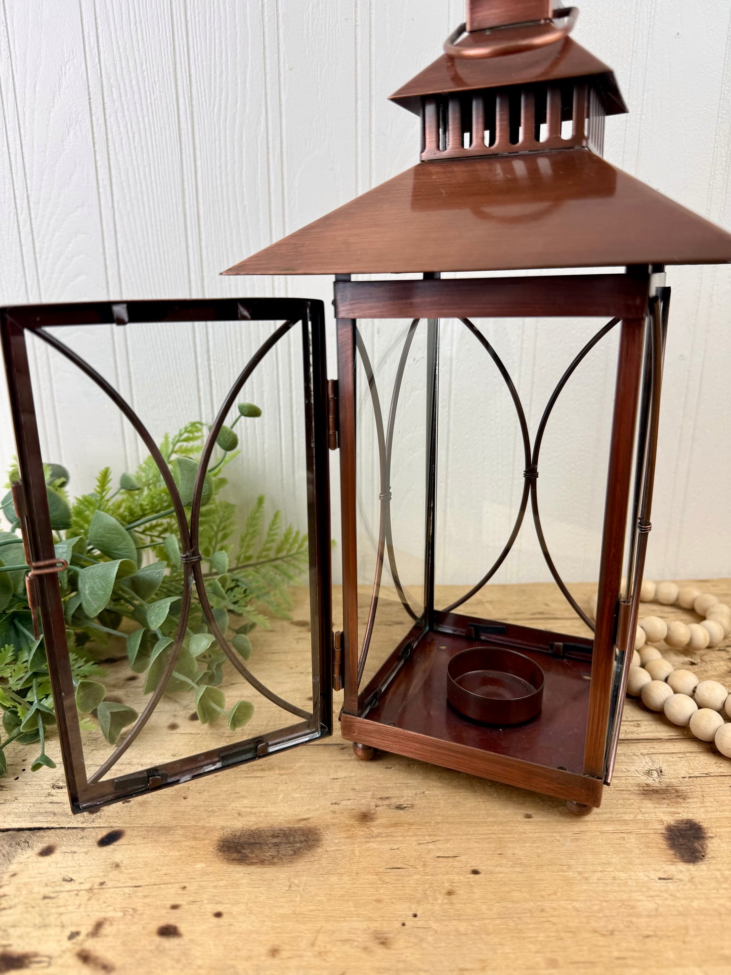 Copper Tea Light Candle Lantern