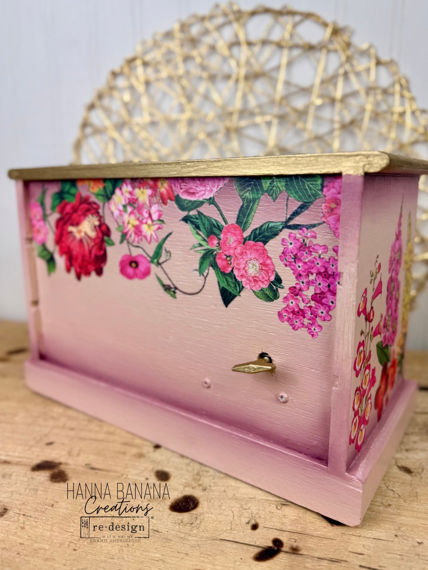 Hand Painted Pink & Burgundy Ombre Jewelry Box