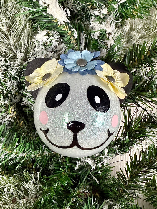 Handmade Glitter Panda Ornament