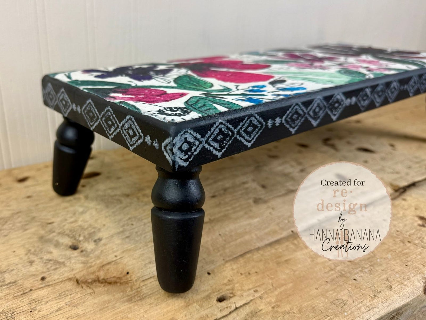 Handmade Upcycled Riser with Floral Decoupage Paper