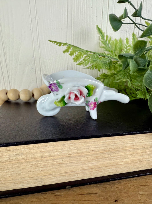 Vintage Miniature German Porcelain Wheelbarrow