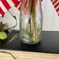 Vintage Pebbled Glass Half Pint Milk Bottle with Mini Flags