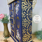 Upcycled Navy & Gold Jewelry Box with Pink Florals