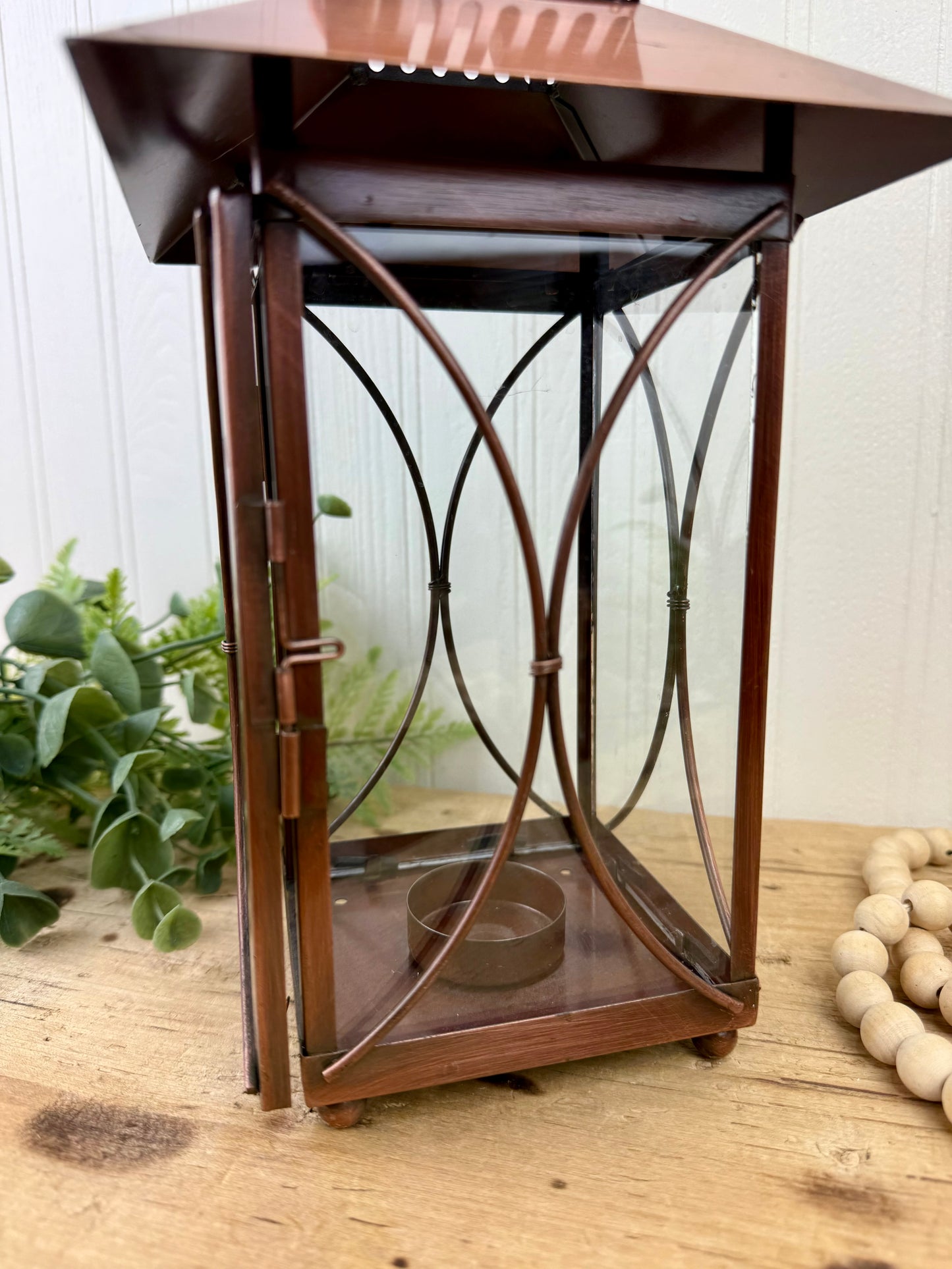 Copper Tea Light Candle Lantern