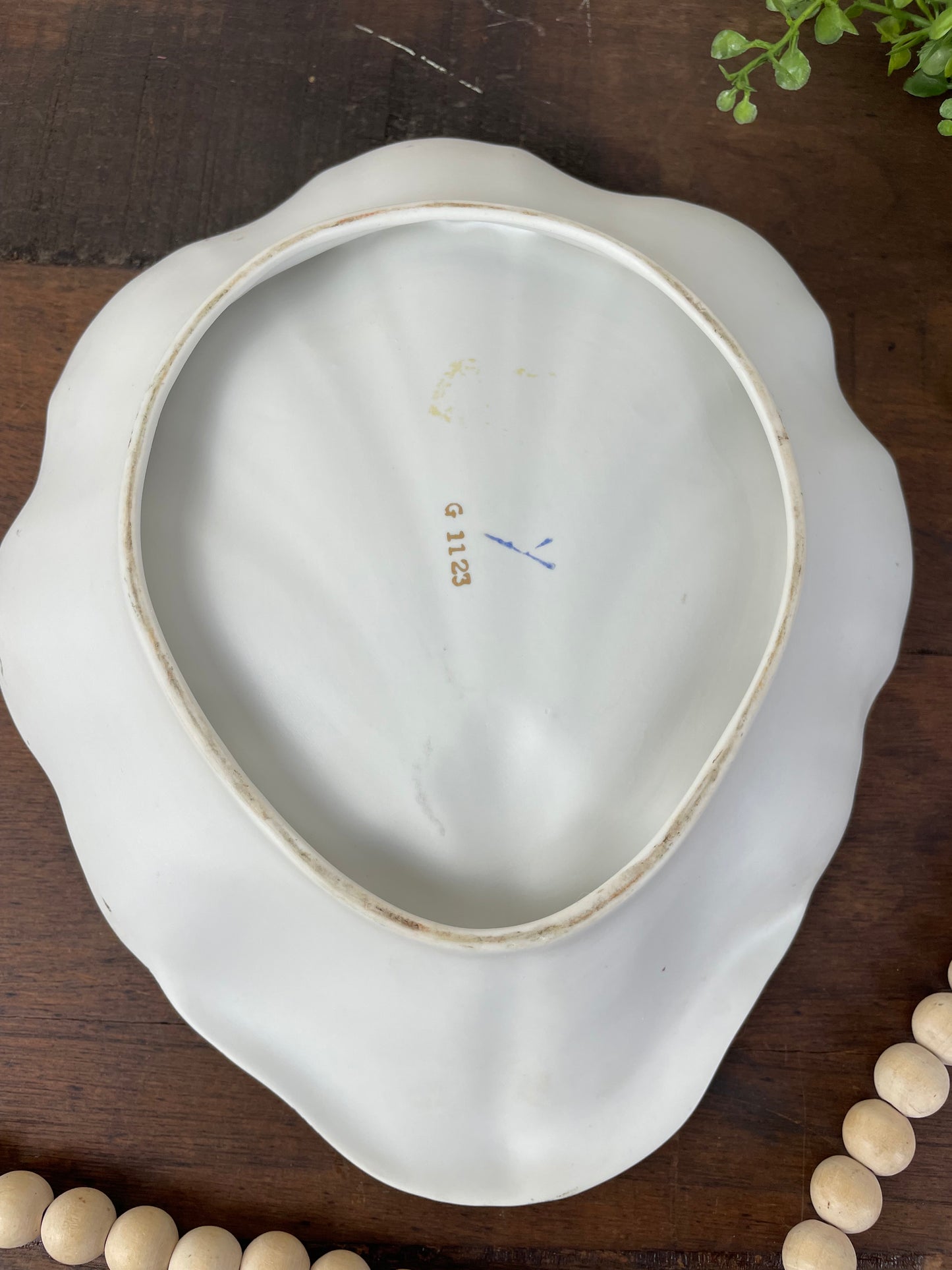 Vintage Hand Painted Porcelain Shell Shaped Dessert Platter