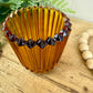 Vintage Indiana Glass Co. Striated Amber Candle Votive