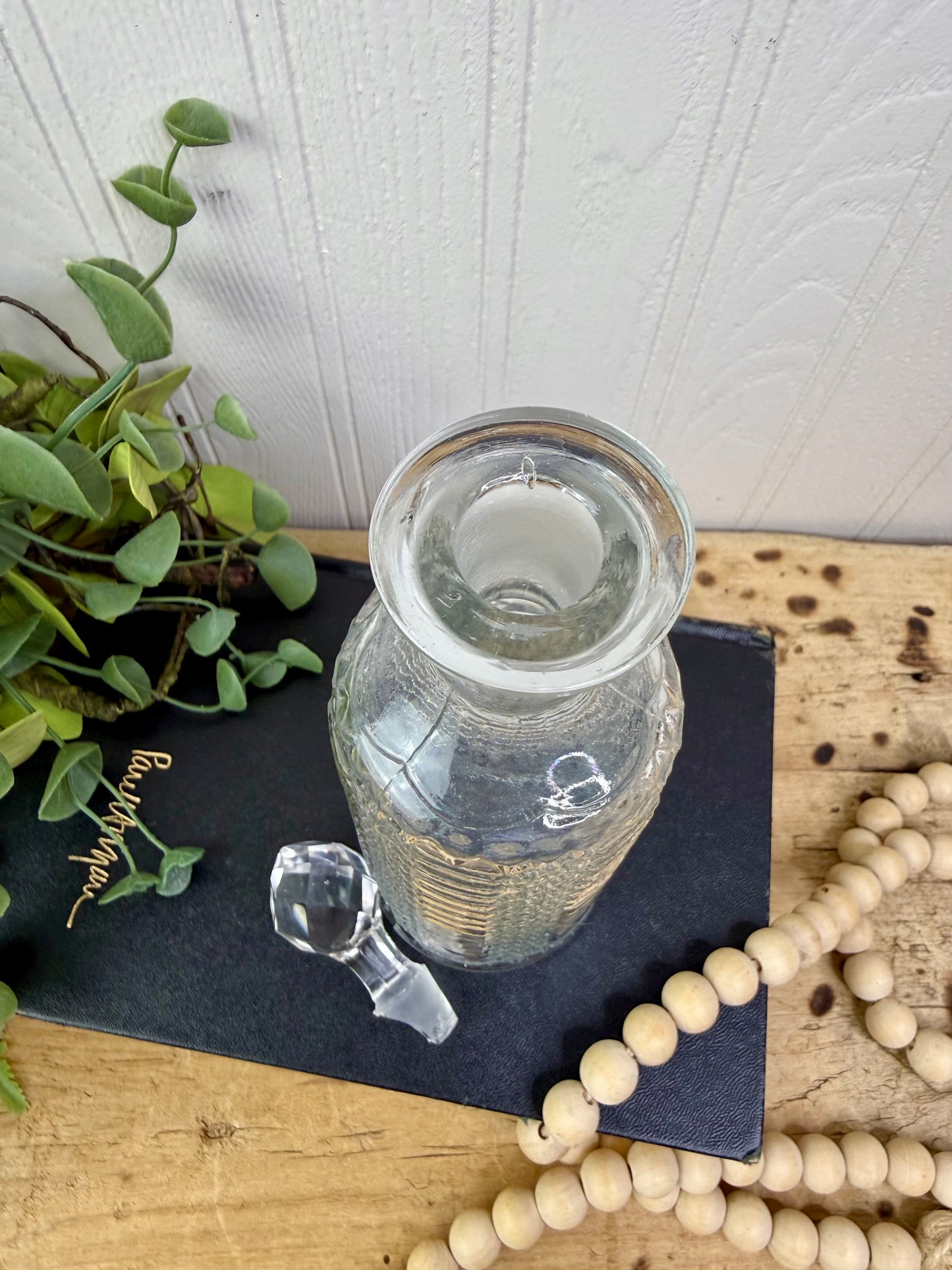 Vintage Diamond Patterned Crystal Decanter