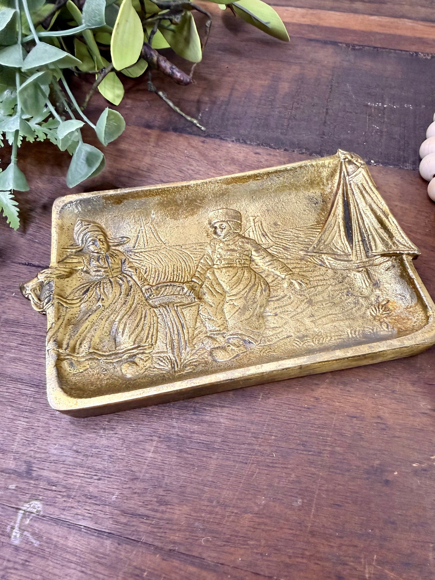 Vintage 1945 Solid Brass Belgian Trinket Tray
