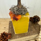 Handmade Reclaimed Wood Yellow Block Pumpkin