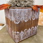 Handmade Reclaimed Wood Block Pumpkin with Leaves