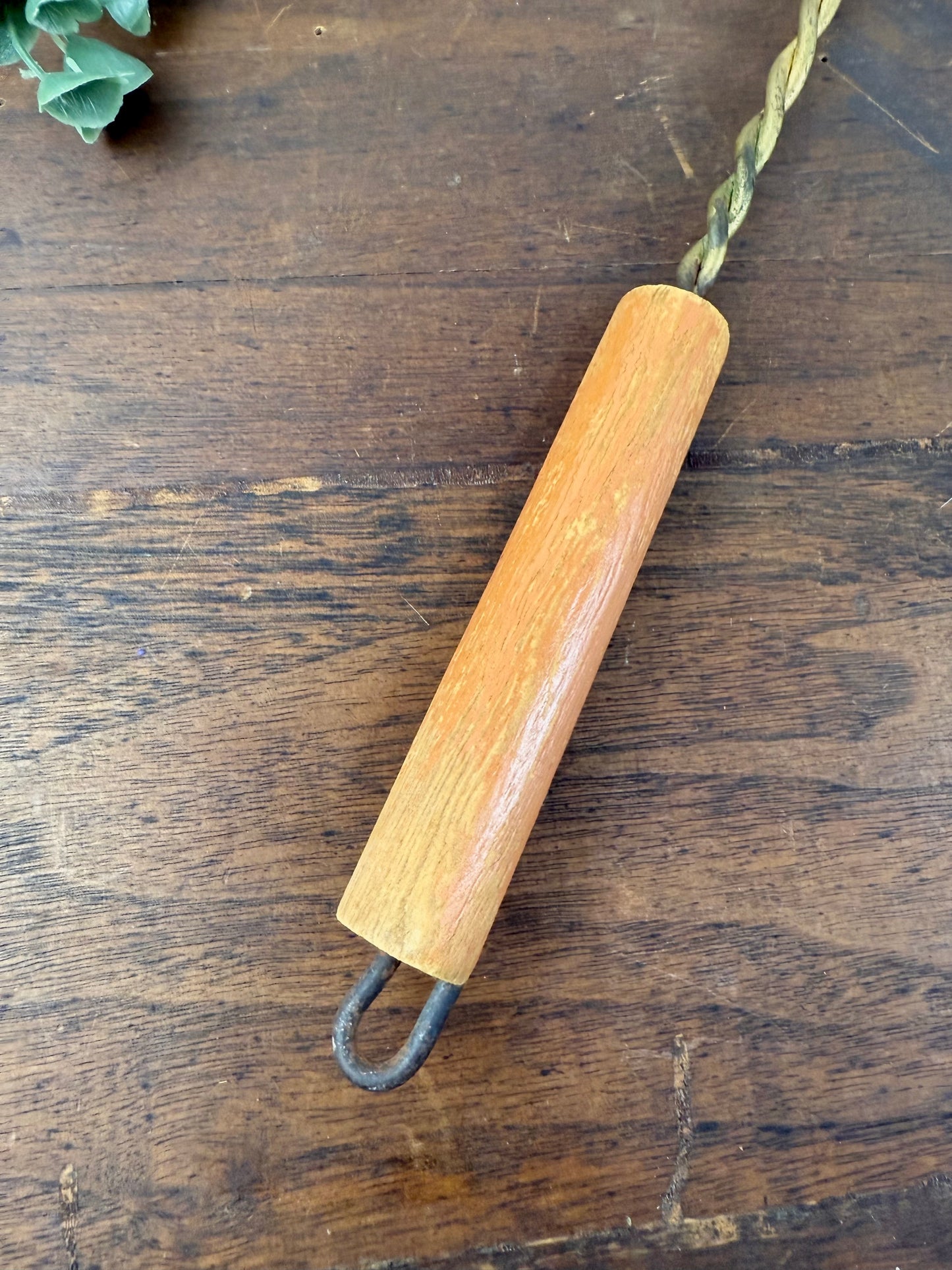 Antique Twisted Wire Rug Beater with Wooden Handle