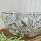 Vintage Cut Glass Serving Bowl with Etched Flowers