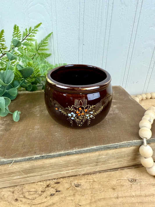 Vintage Japanese Moriage Redware Hand Painted Bowl
