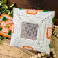 Vintage Plastic Canvas Storage Box with Orange Flowers