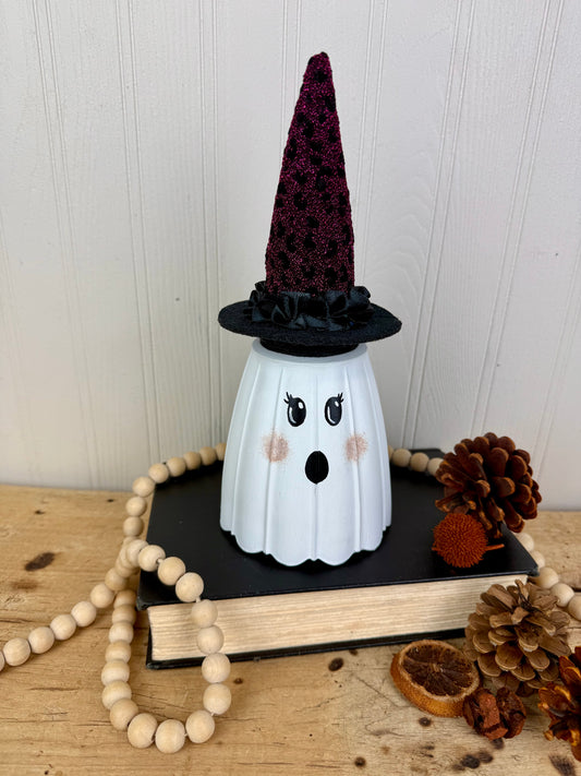 Handmade Light Shade Ghost with Purple Hat