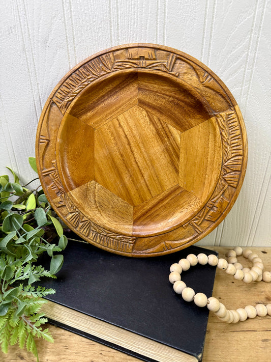 Vintage Handcrafted Hawaiian Monkey Pod Wooden Plate