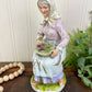 Vintage Homco Ceramic Figurine- Old Woman with Grape Basket