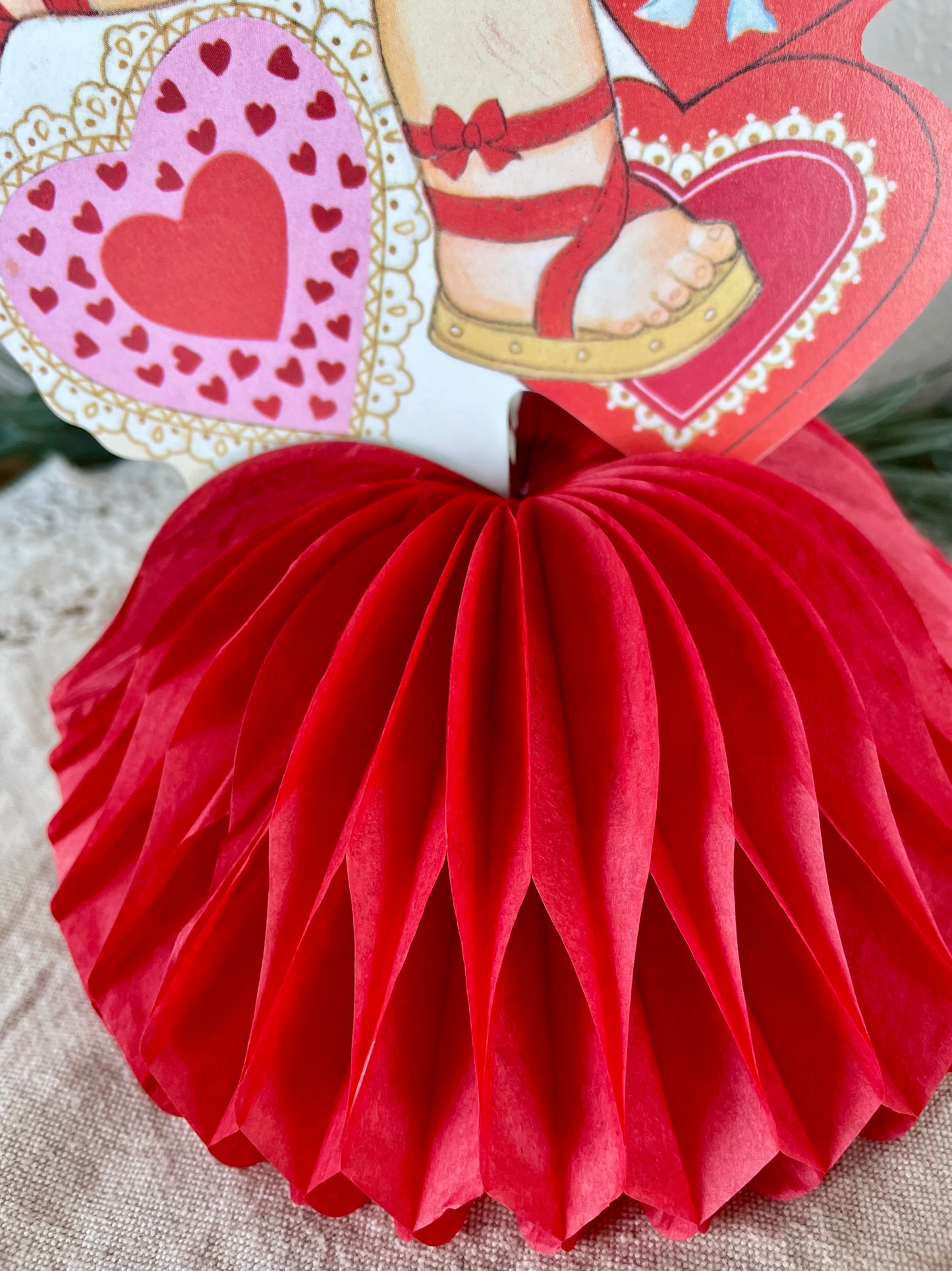 Vintage Valentine’s Cupid Honeycomb Tissue Paper Centerpieces