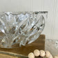 Vintage Cut Glass Serving Bowl with Etched Flowers