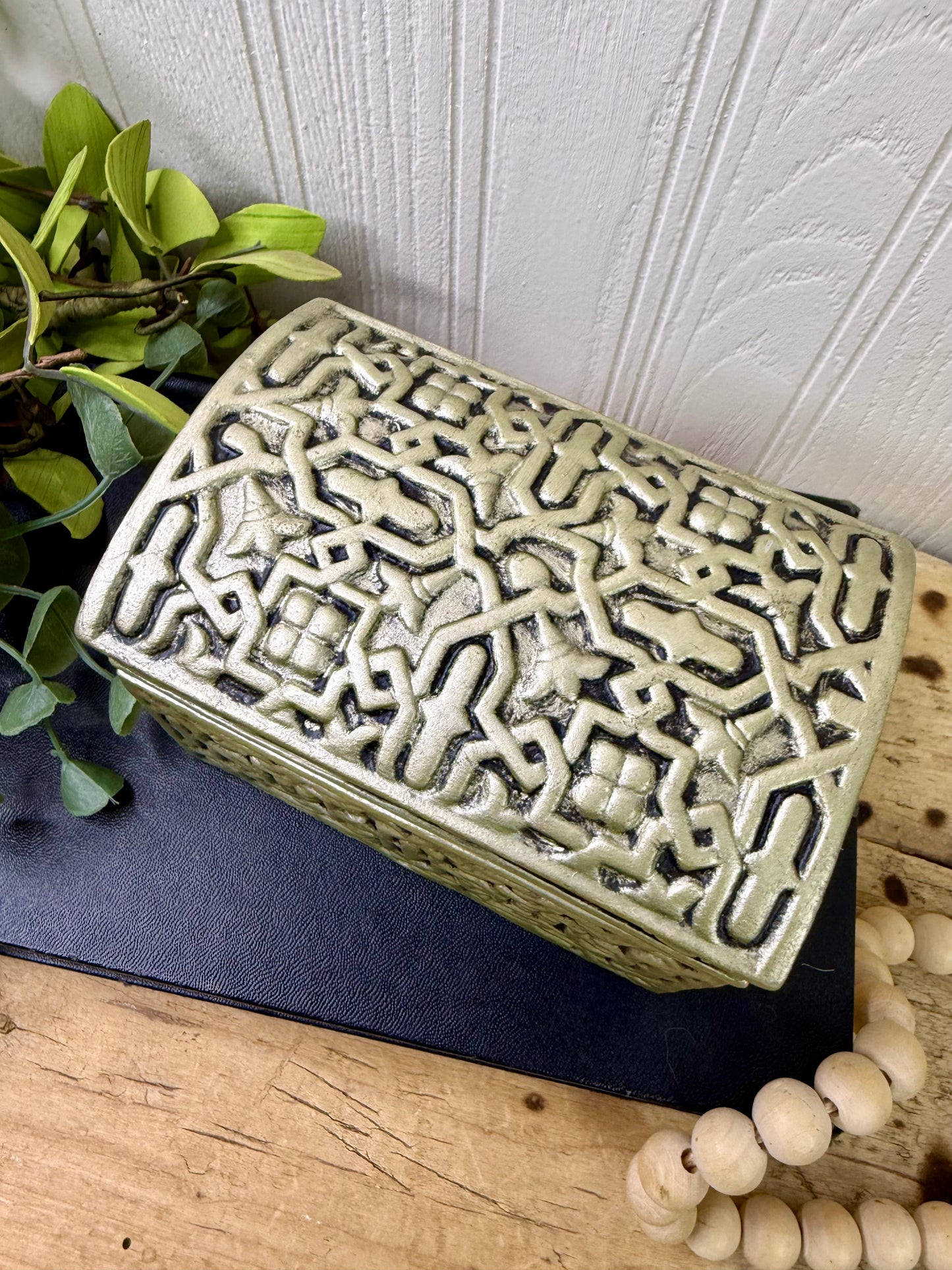Upcycled Metallic Painted Ceramic Trinket Box