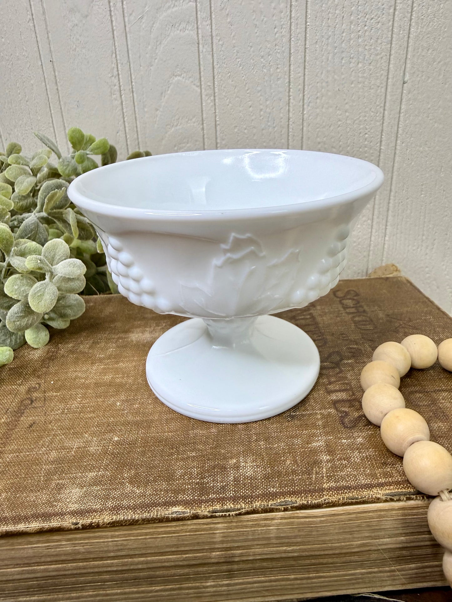 Vintage Indiana Glass Co. Colony Harvest Milk Glass Dessert Bowl