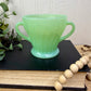 Vintage Anchor Hocking Jadeite Shell Swirl Sugar Bowl
