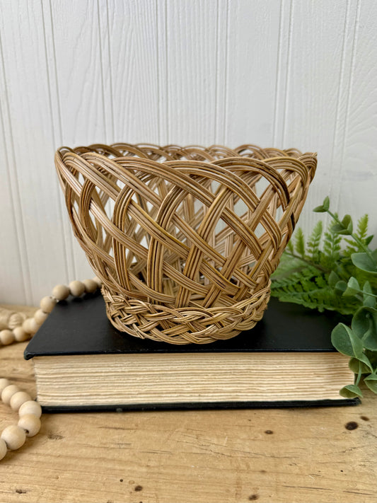 Vintage Open Weave Planter Basket