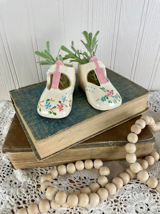 Vintage Ceramic Baby Shoes Figurines