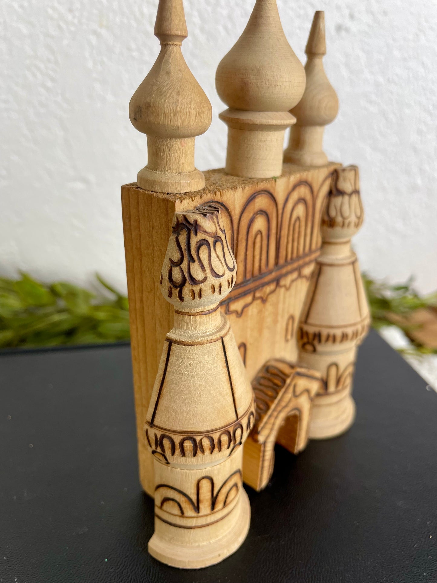 Vintage Wooden Cathedral Figurine