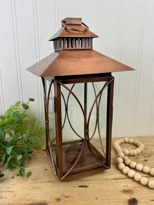 Copper Tea Light Candle Lantern
