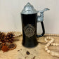 Vintage Black Glass Beer Stein with Pewter Lid