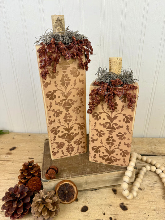 Handmade Light Orange Pumpkin Set with Metallic Details