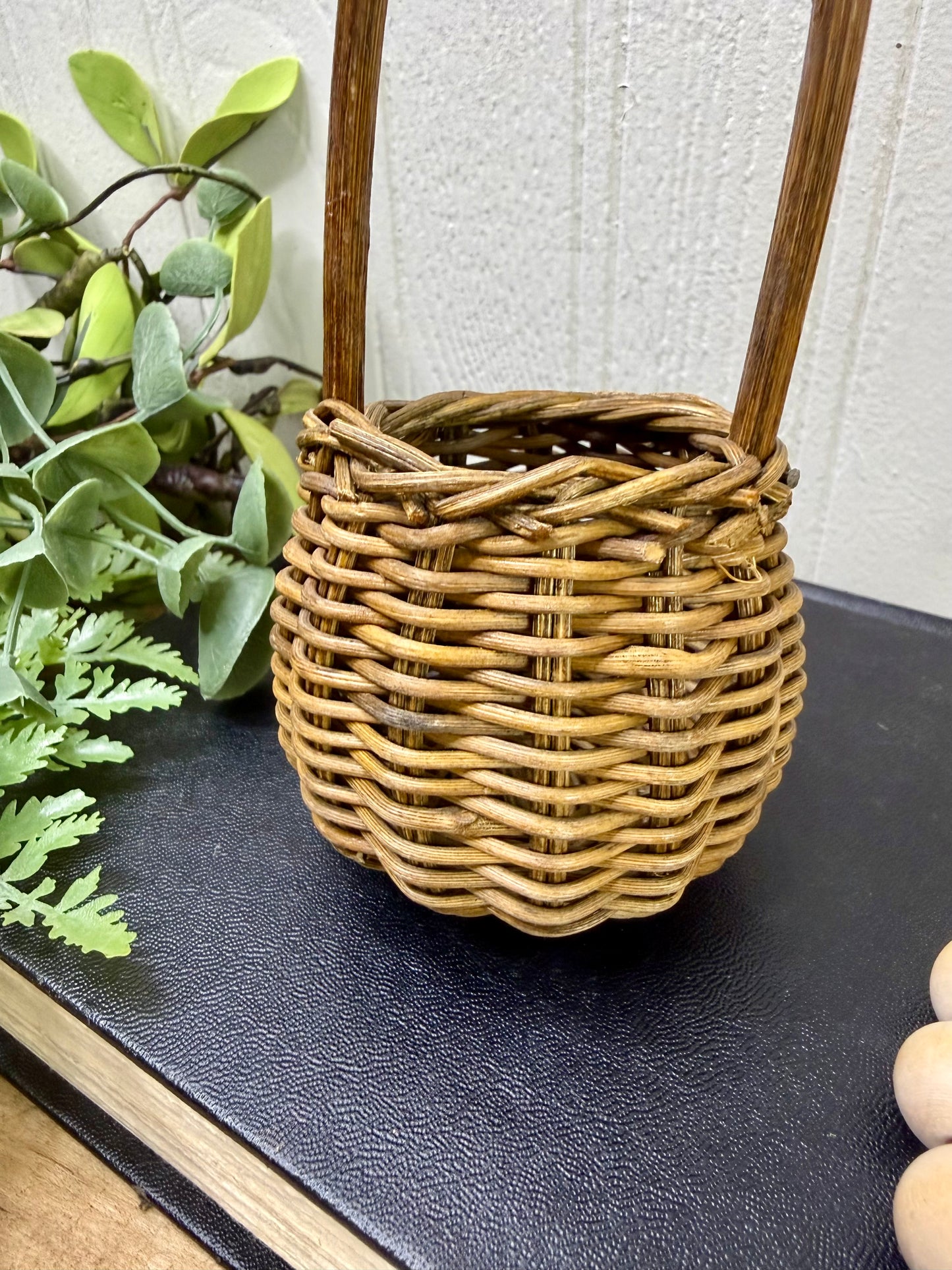Vintage Miniature Wicker Basket with Handle