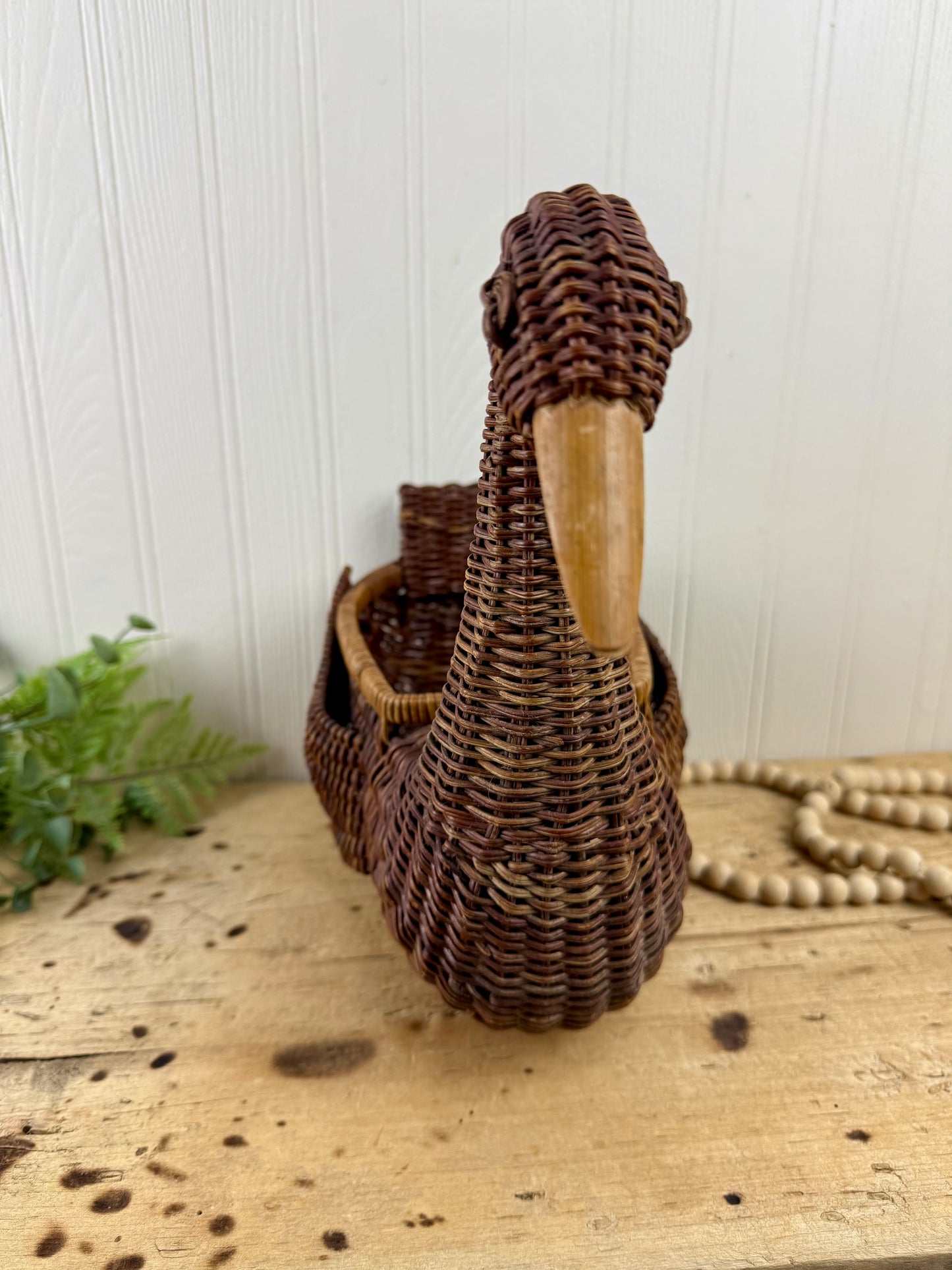 Vintage Large Wicker Duck Basket
