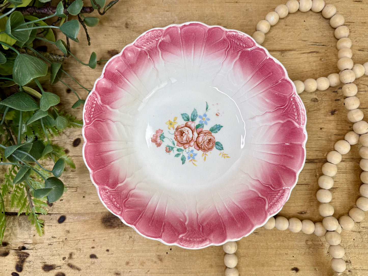 Vintage Wheelock Trademark Floral Serving Bowl