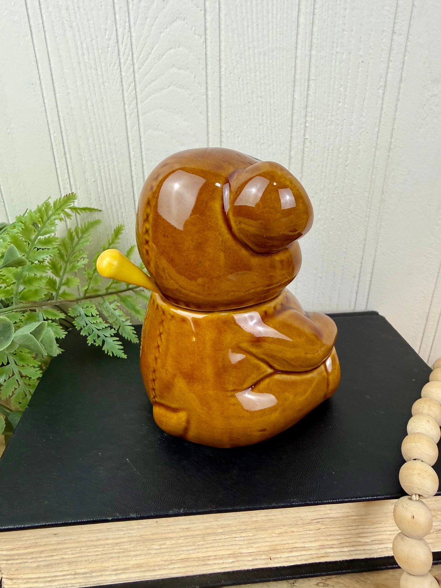 Vintage 1980’s Ceramic Bear Honey Pot with Dipper