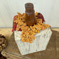 Handmade Block Beige Pumpkin with Spindle Stem