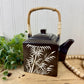 Brown Stoneware Teapot with Bamboo Design