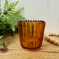 Vintage Indiana Glass Co. Striated Amber Candle Votive