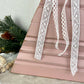Upcycled Vintage Trim Pink Large Christmas Tree with Wood Flower